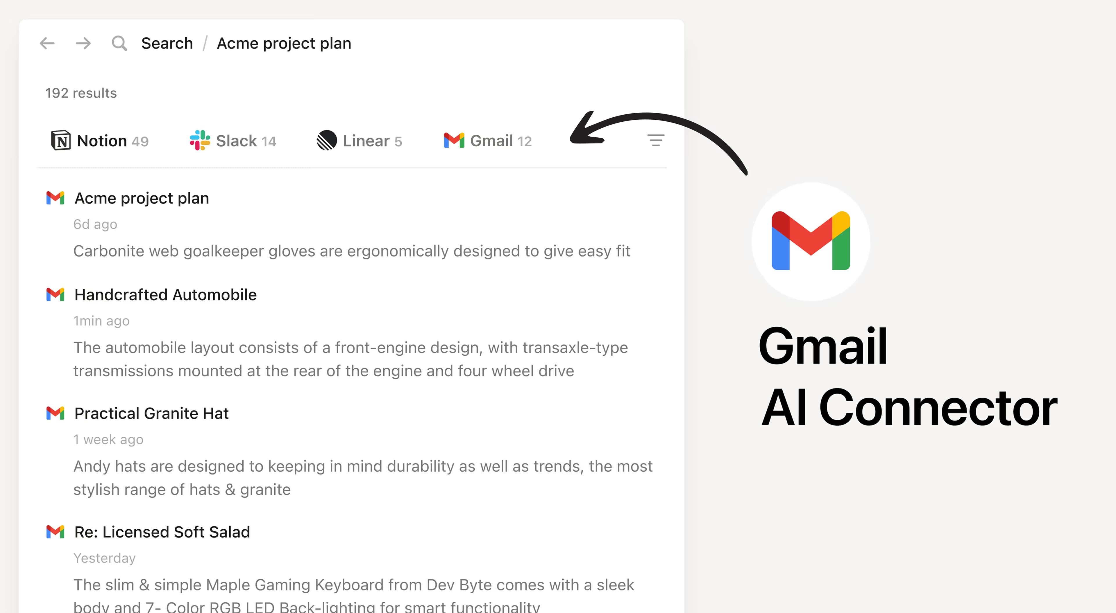 Search your inbox from Notion