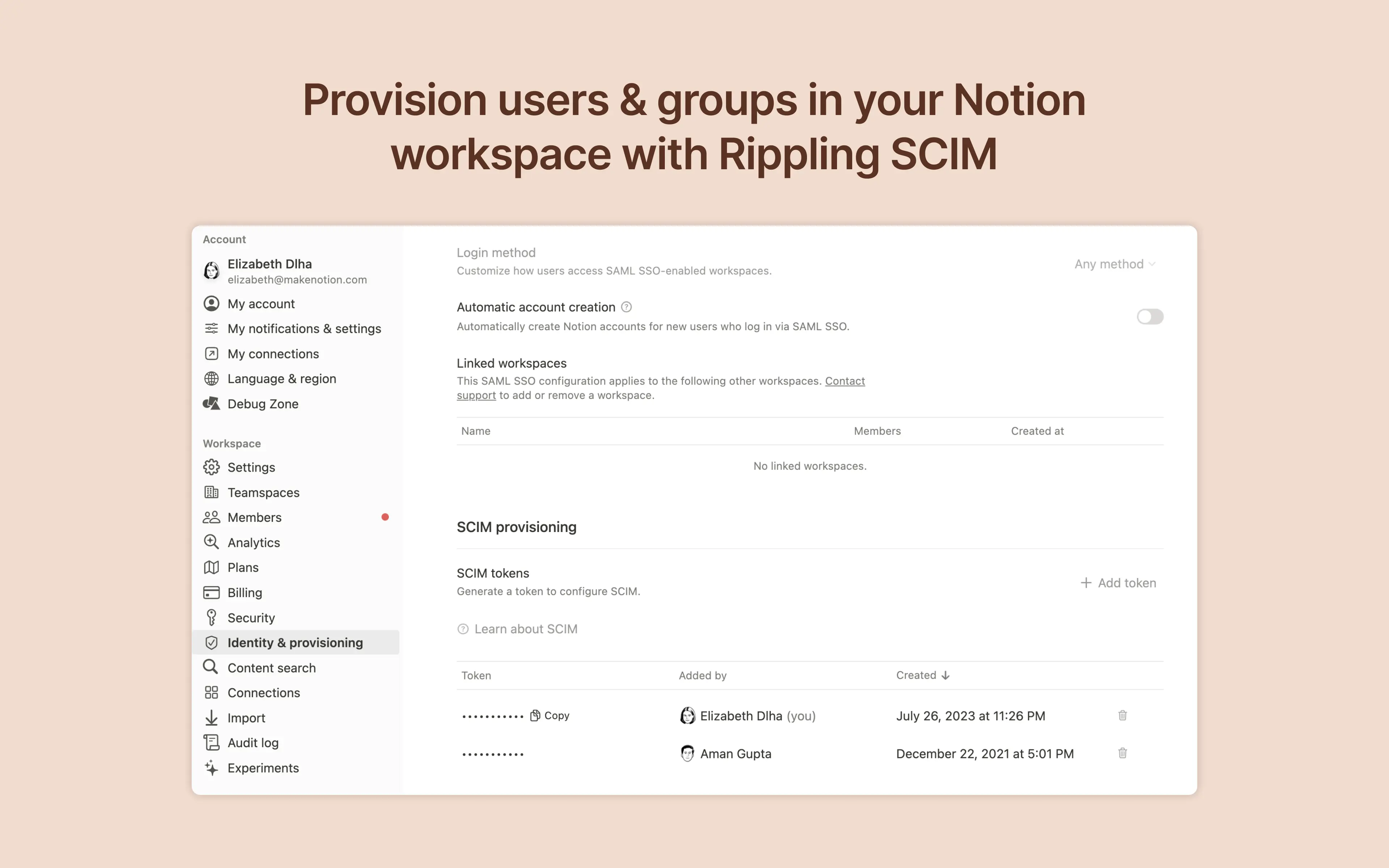 Provision users & groups in your Notion workspace