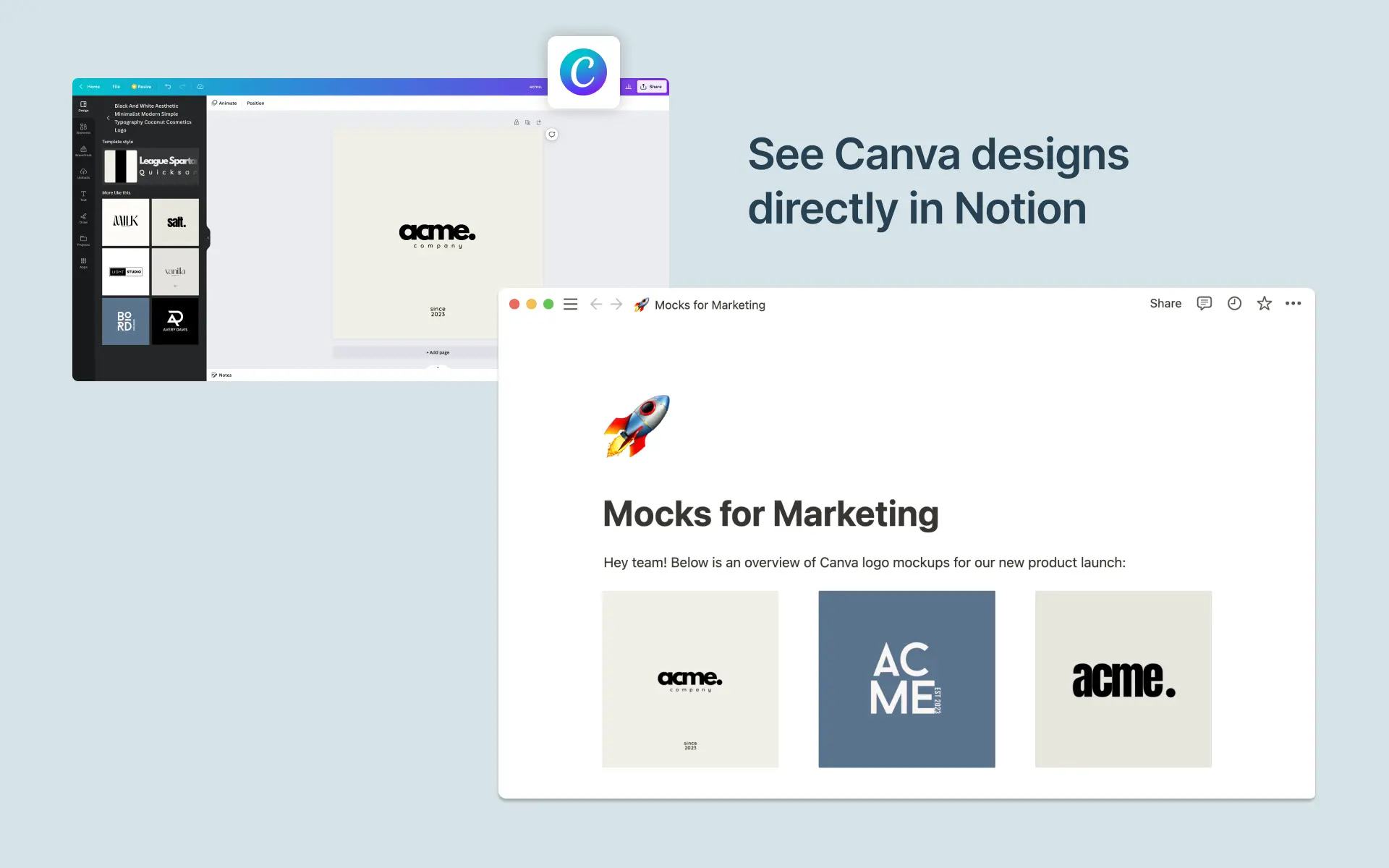 View and share Canva designs in Notion