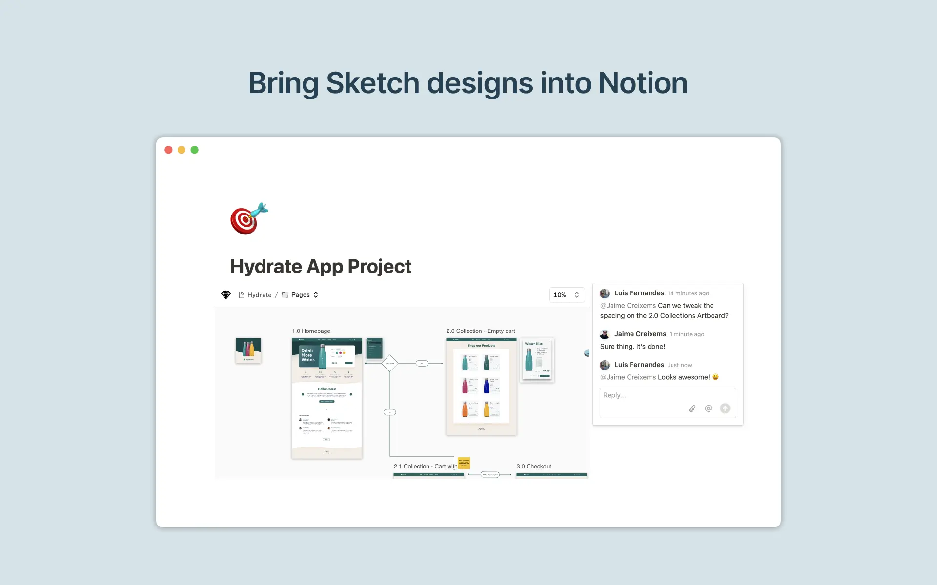 View and share Sketch designs in Notion