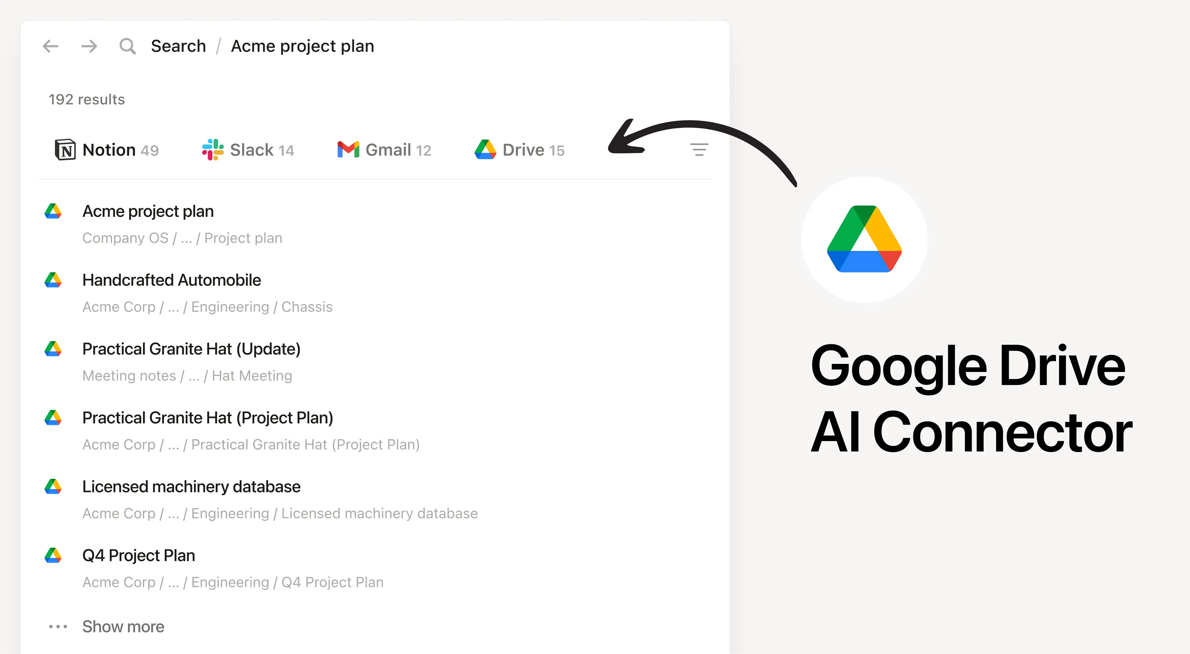 Search your Google Drive files from Notion