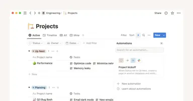 Create streamlined project management workflows using database automations