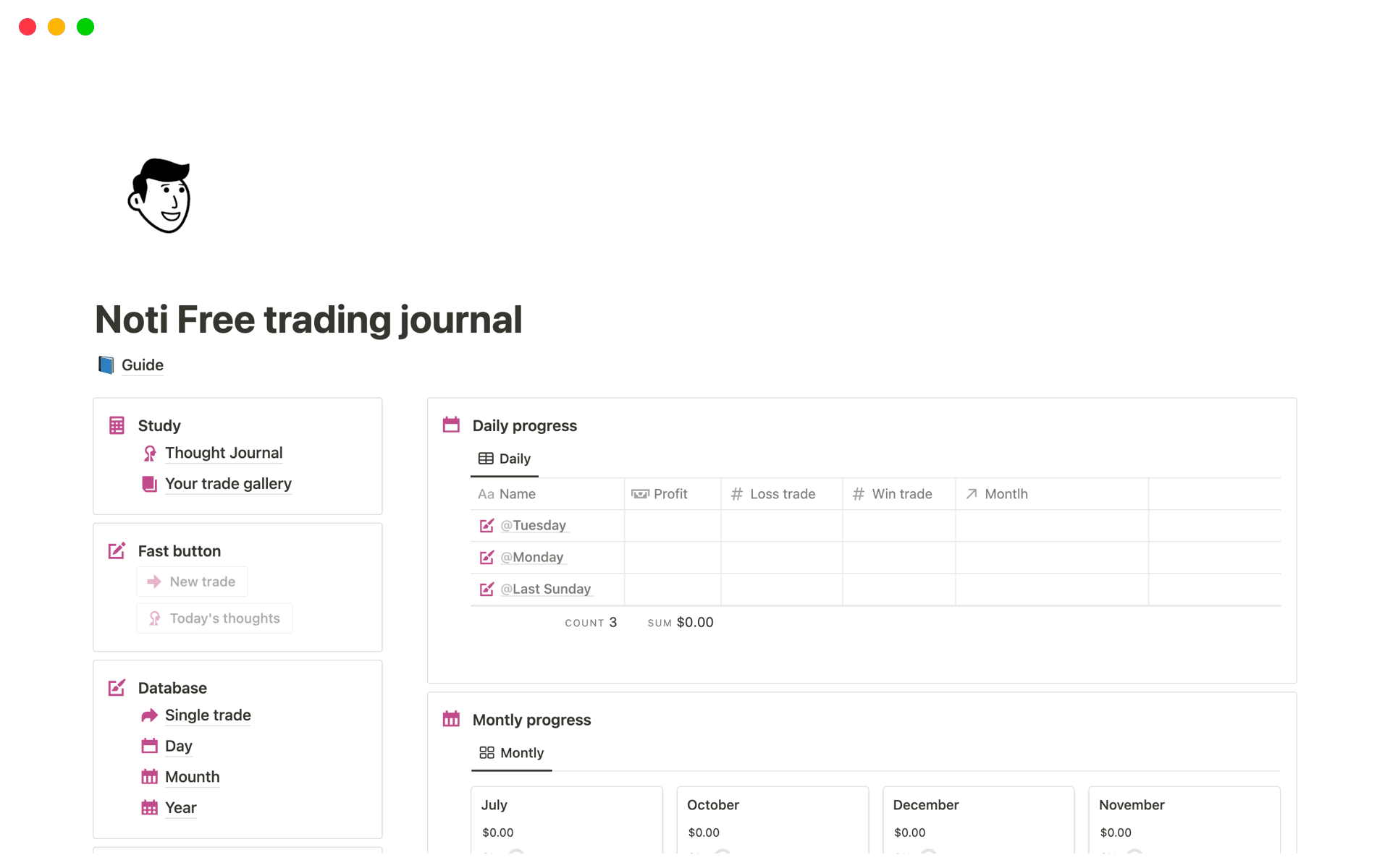 Imagem da coleção top-free-trading-journal-templates-in-notion