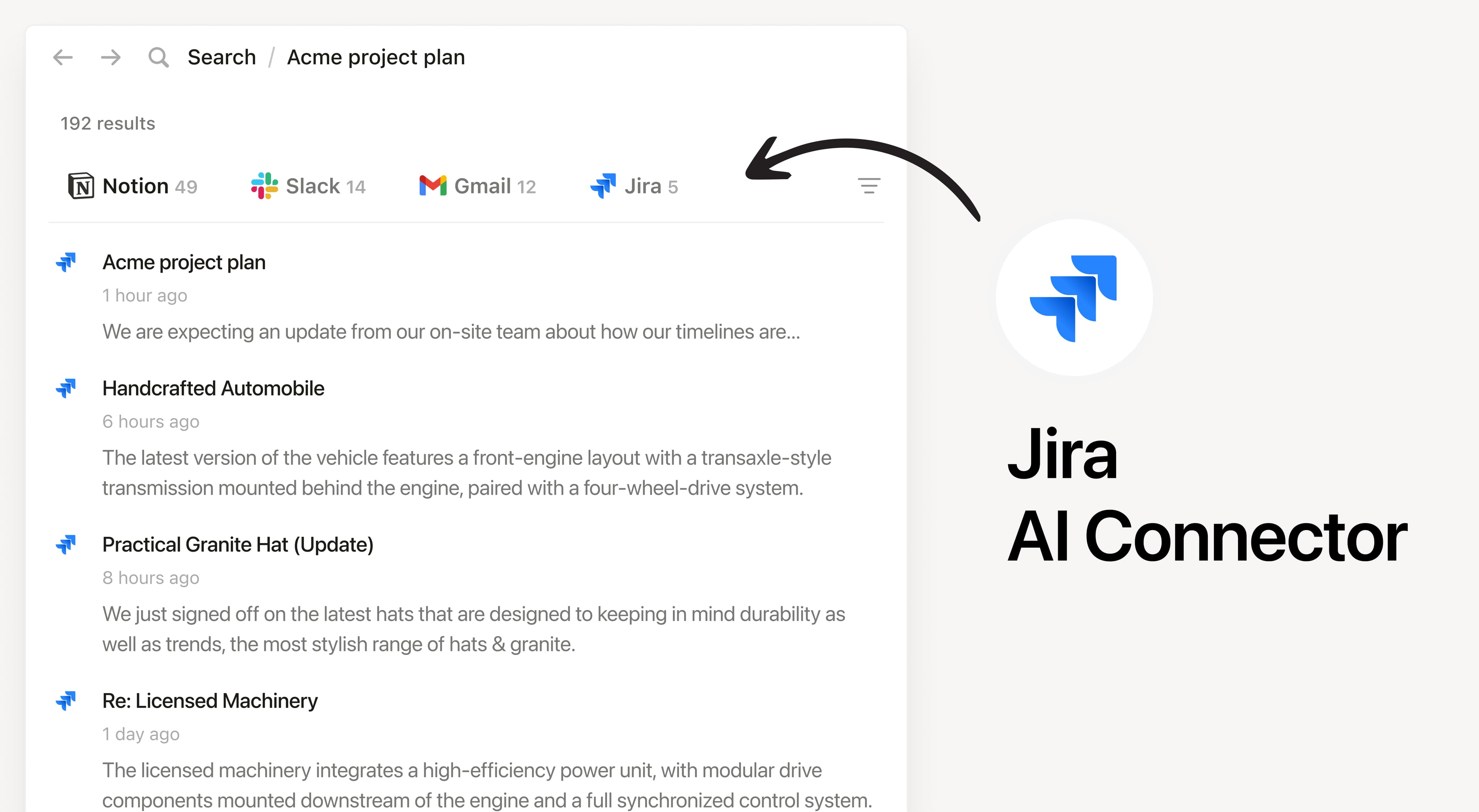 Search your Jira projects, issues, and comments from Notion