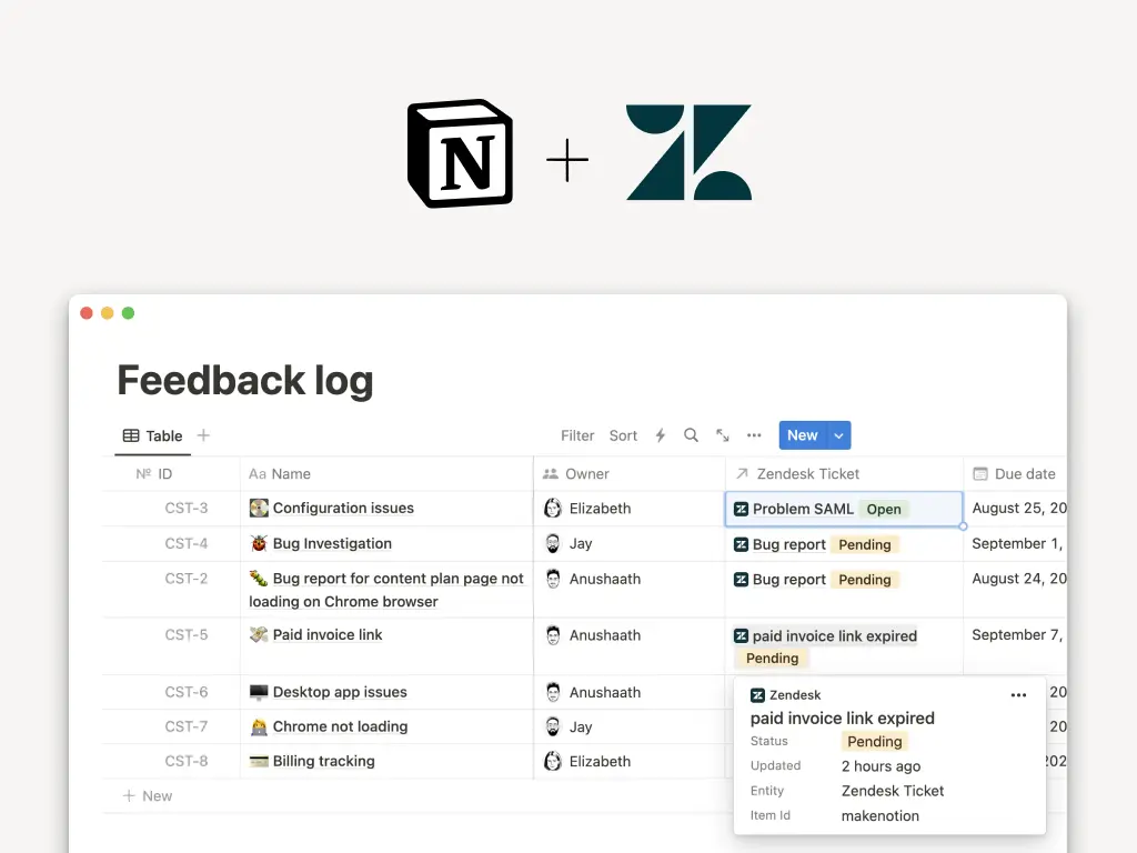 Connect your support teams with the rest of your organization in Notion