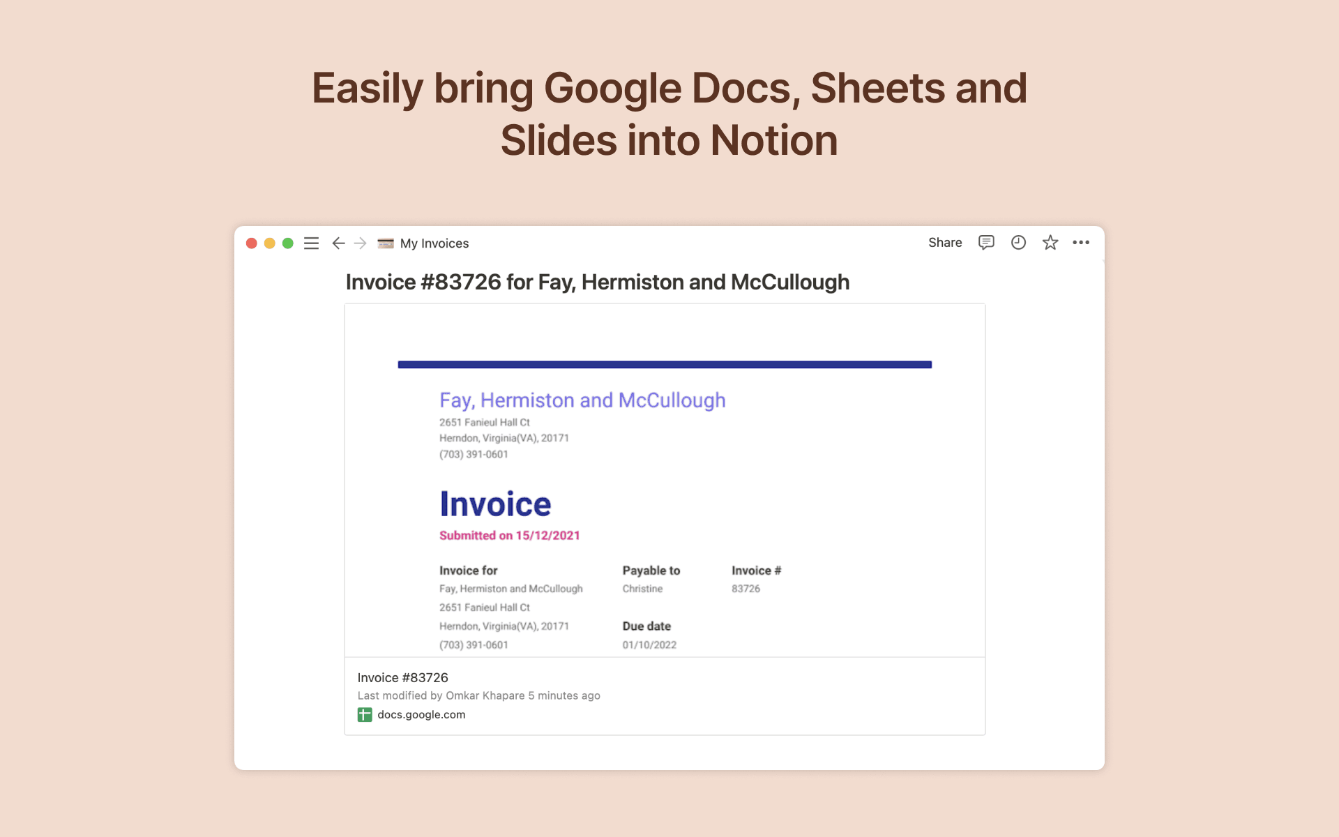 View Google Drive files in Notion pages and databases