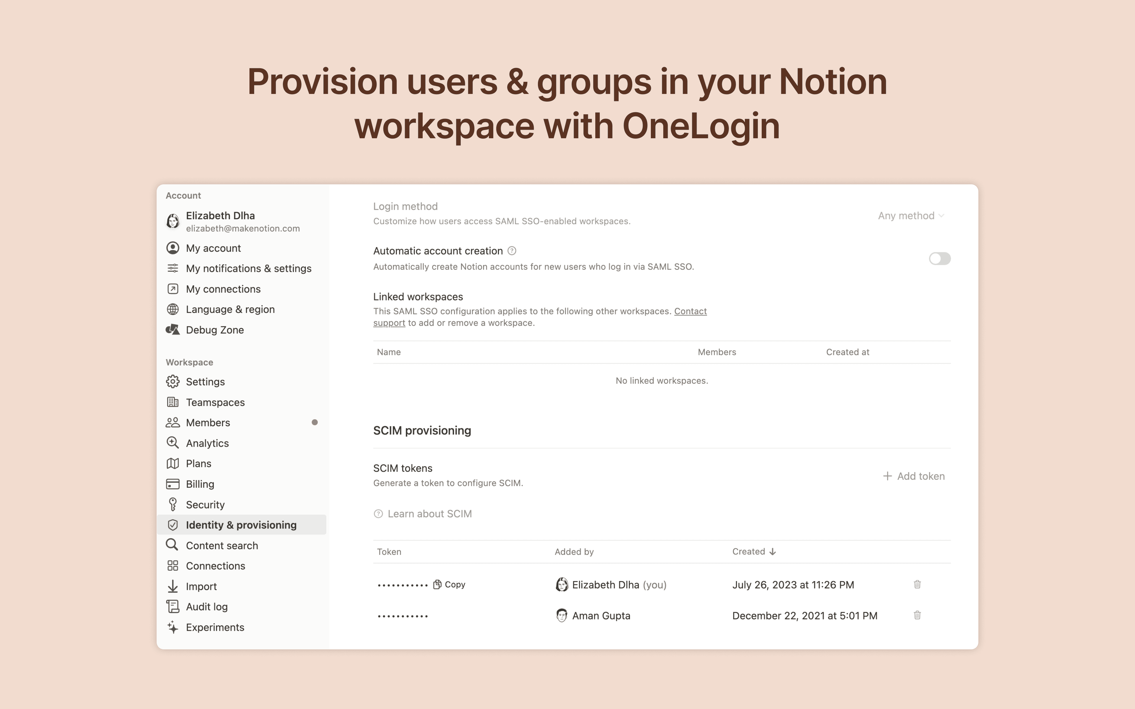 Provision users & groups in your Notion workspace with OneLogin