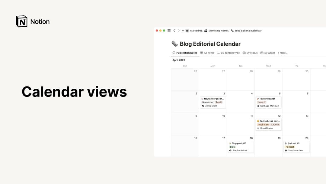 Calendar view