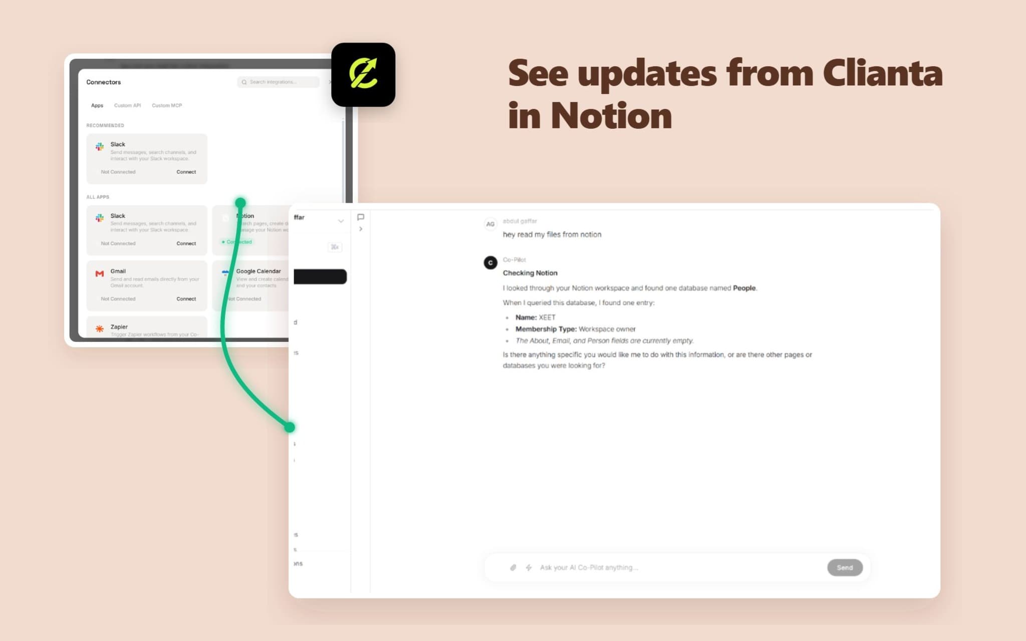 Connect Notion to your CRM, emails, and workflows to automate pages and power your AI Assistant.