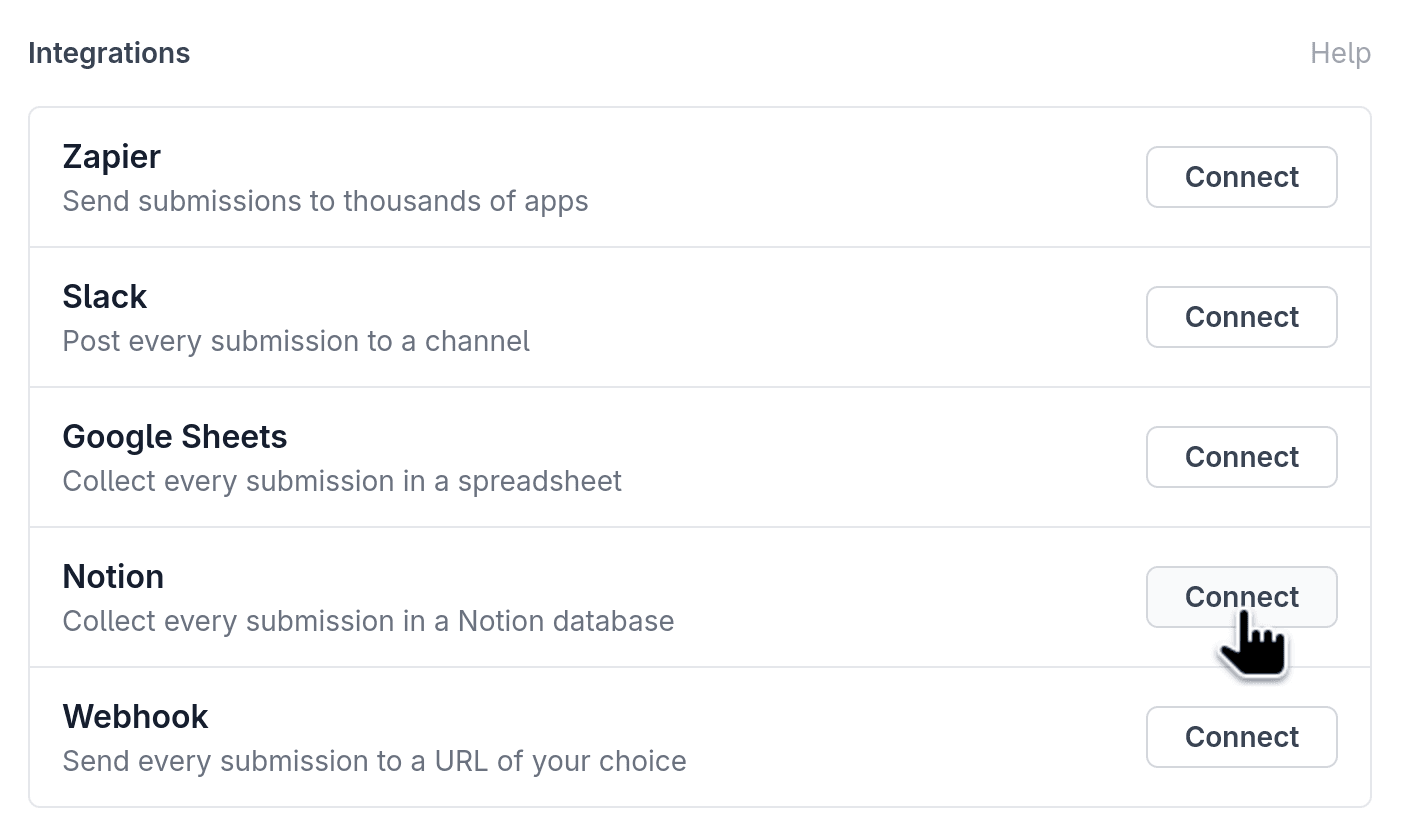 Send every form submission straight into a Notion database.