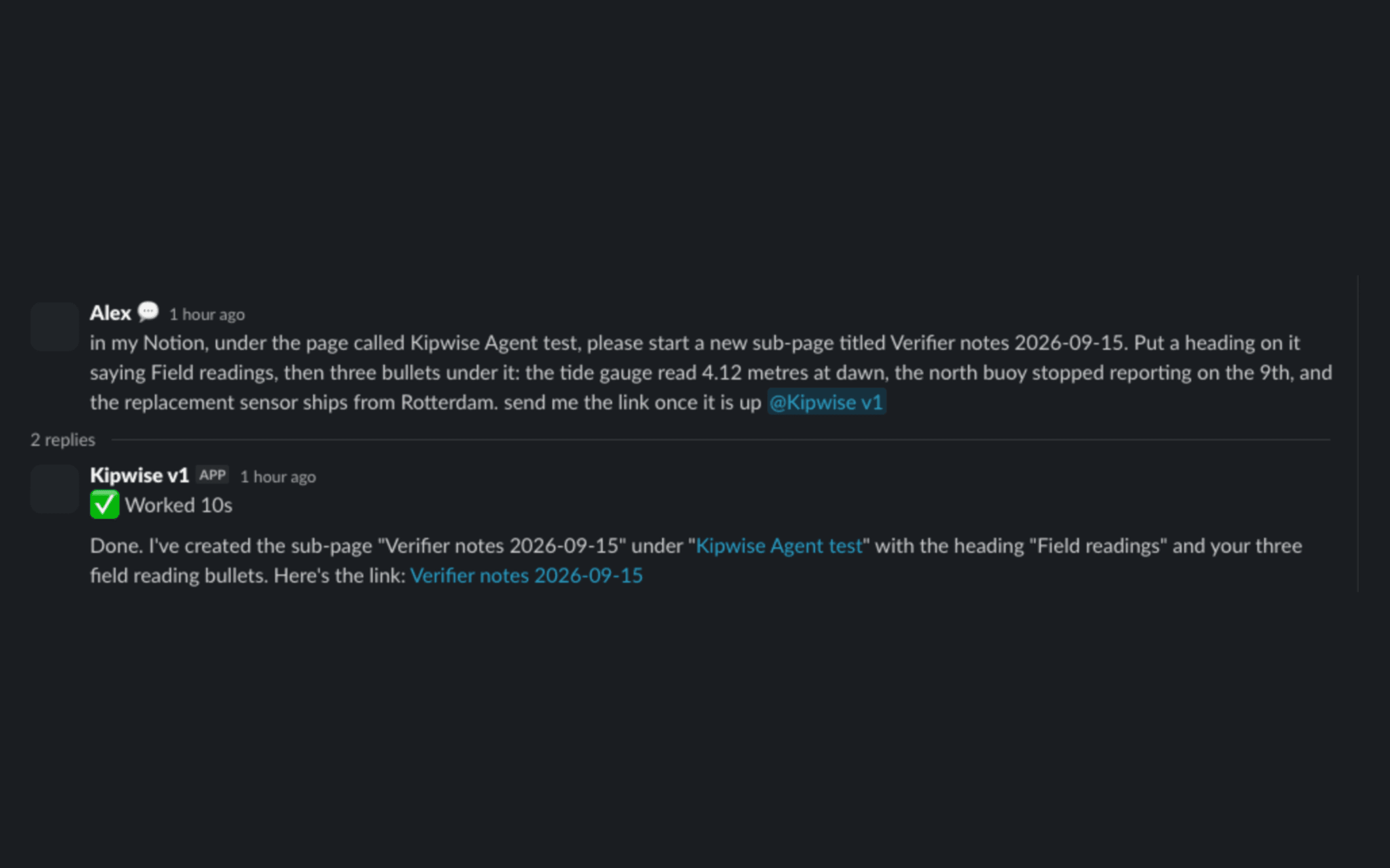 Read and update your Notion pages from Slack, with links back to every page