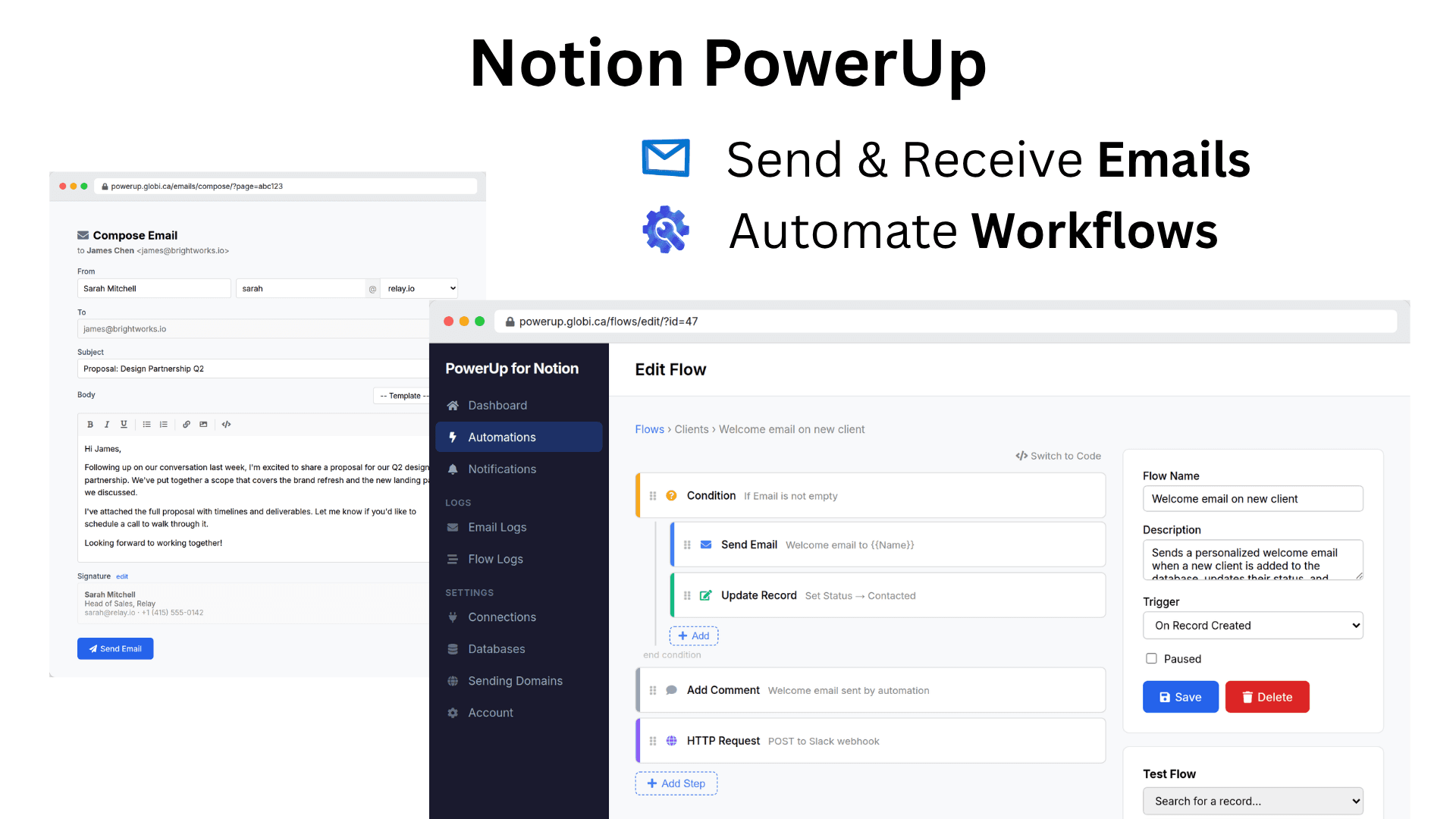 Email and Automations for Notion
