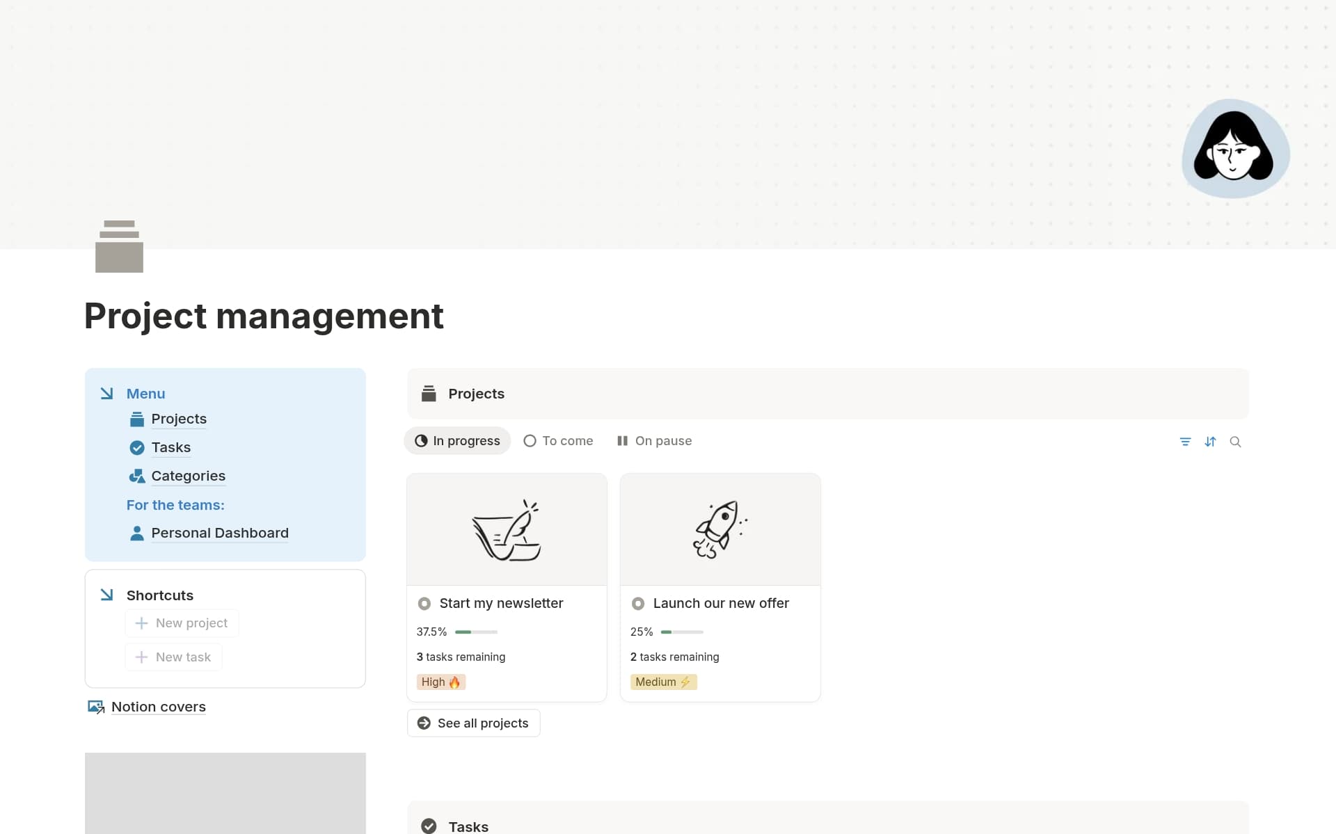 Screenshot der Build your business in Notion-Sammlung von Notion
