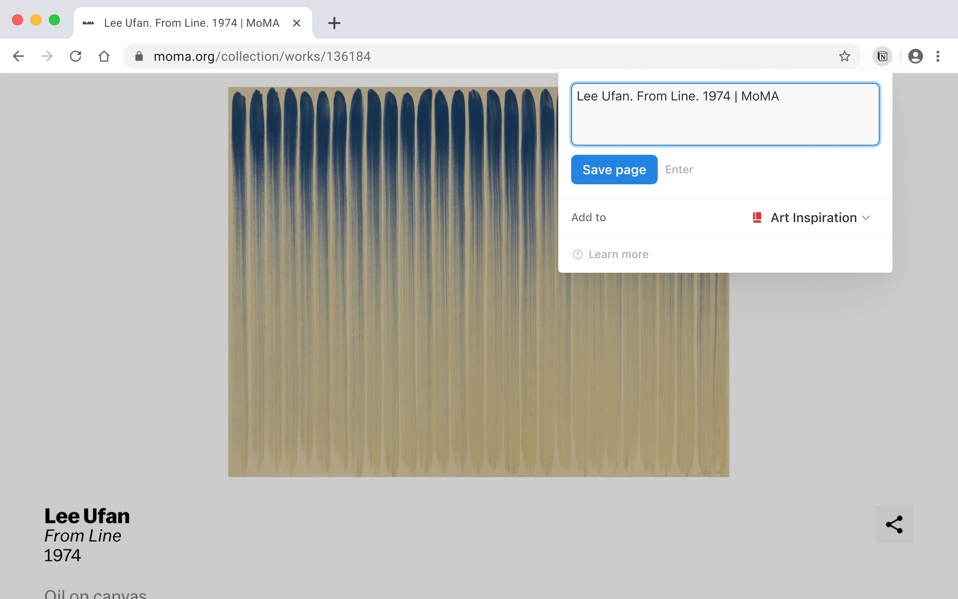 A screenshot of Notion Web Clipper on desktop